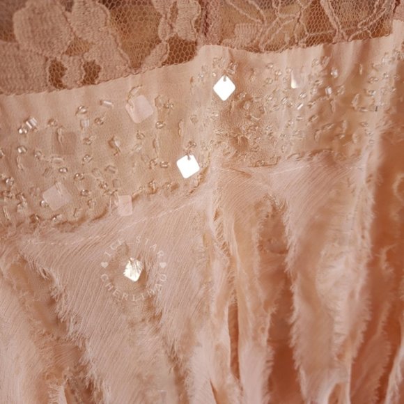 Free People NWT RARE Ombre Feather Sequin Beaded Lace Dress - Picture 10 of 13